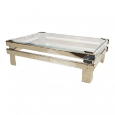 Chrome and glass rectangular pedestal